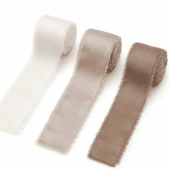 Silk Ribbon Handmade Frayed Ribbons Silk Satin Ribbon 1.5 Inch x 15 Yard for Gift Wrapping Wedding Bridal Bouquets Holiday Decor