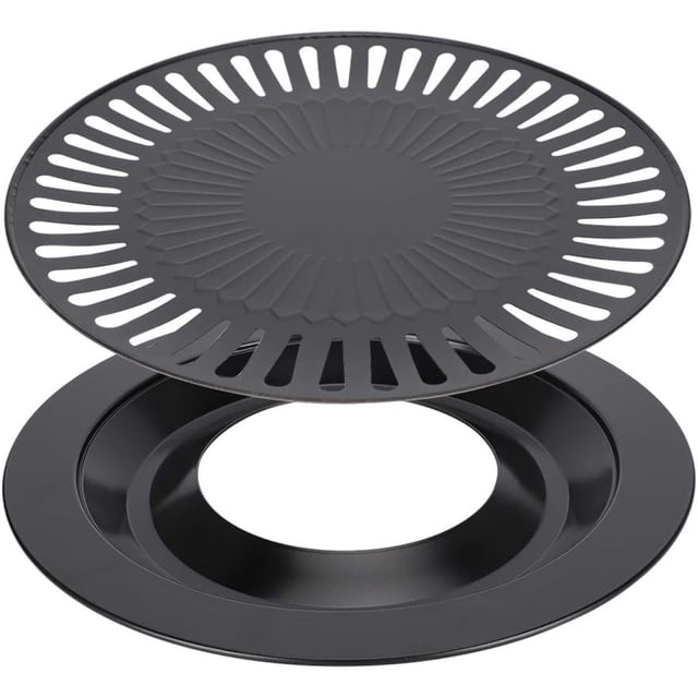 Sartén para barbacoa, sartén para barbacoa doméstica, bandeja para hornear antiadherente redonda sin humo, bandeja para asar para barbacoa a prueba de palos de hierro para fiestas en la coci