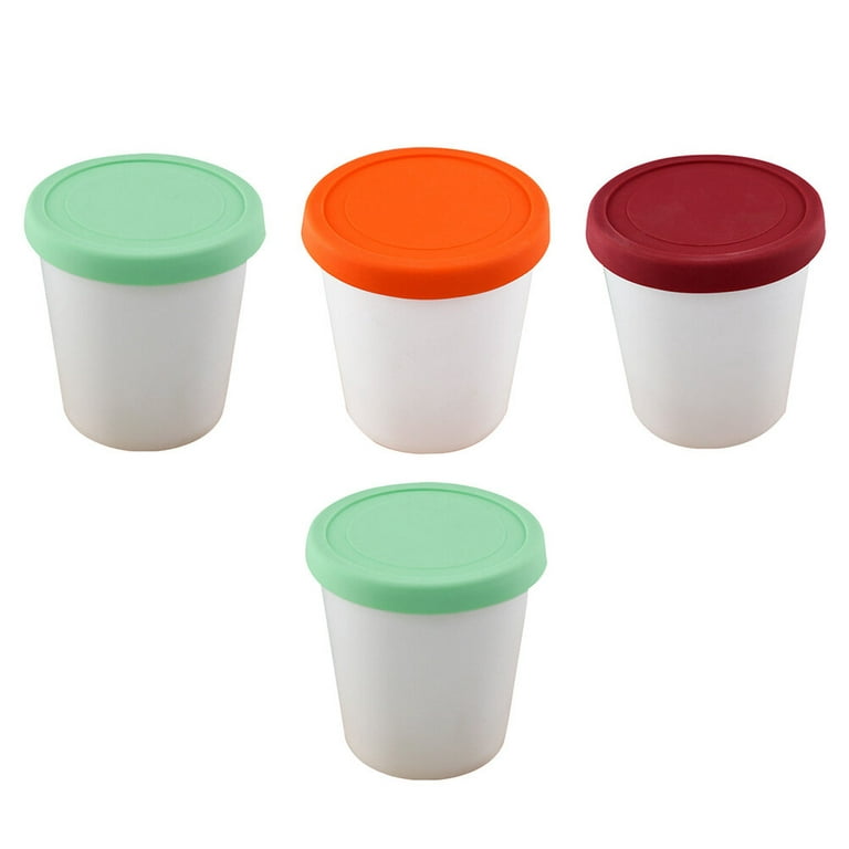 4pcs Ice Cream Container Cup Reusable Freezer Storage Tubs With