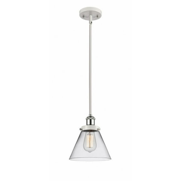 916-1S-WPC-G42-Innovations Lighting-Cone - 1 Light Stem Hung Mini Pendant In Industrial Style-10 Inches Tall and 8 Inches Wide-White/Polished Chrome