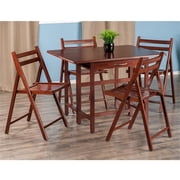 Winsome Taylor 5-Piece Drop Leaf Solid Wood Dining Set in Walnut