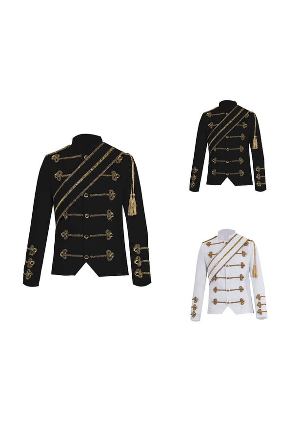 Men's Retro Royal Court Prince Suit with Double- Gilded Blazer Jacket, Formal Wear for Parties, Stage Performances, Nightclub, Bar Events