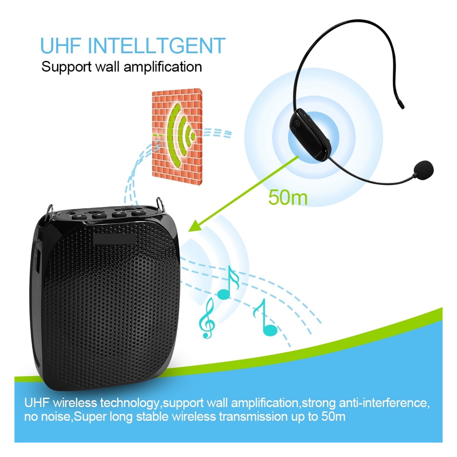 Wireless Portable Audio Loudspeaker USB Voice Amplifier For Teacher ,Clear and Reliable