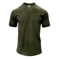 thumbnail image 6 of WTXUE T-Shirts Short Sleeve, V-Neck Shirts for Men Spring Summer Corduroy V-Neck T Shirt T Shirt Solid Casual Tops for Men Fern Green 3XL, 6 of 8