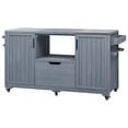 thumbnail image 5 of COMHOMFORT 66.5" Outdoor Kitchen Island for Large Ceramic Grills, Solid Wood Grill Cart with Stainless Steel Top & Drawer, Fits 21–22 Inch Kamado-Style Grills, Grey Blue, 5 of 21