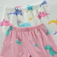 thumbnail image 6 of DDSOL Toddler Girls Pajamas Dinosaur Graphic Short Sleeves Cotton Sleepwear Sets 4-Piece Pink 4T, 6 of 6