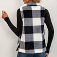 thumbnail image 4 of Cavosen Vest for Women Sleeveless Stand Collar Fleece Vest with Pocket Zipper Hooded Plaid Loose Jacket Windproof Warm Versatile Outerwear, 4 of 7