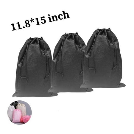 3 Pack Extra Shoe Bags Portable Travel Shoe Bags Non-Woven Travel Storage Bag for Men Women  Black