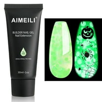 AIMEILI Luminous Poly Nail Extension Gel Green Apple Hema Free Poly Nail Enhancement Halloween Nail Art Design DIY Salon Nail At Home - 023