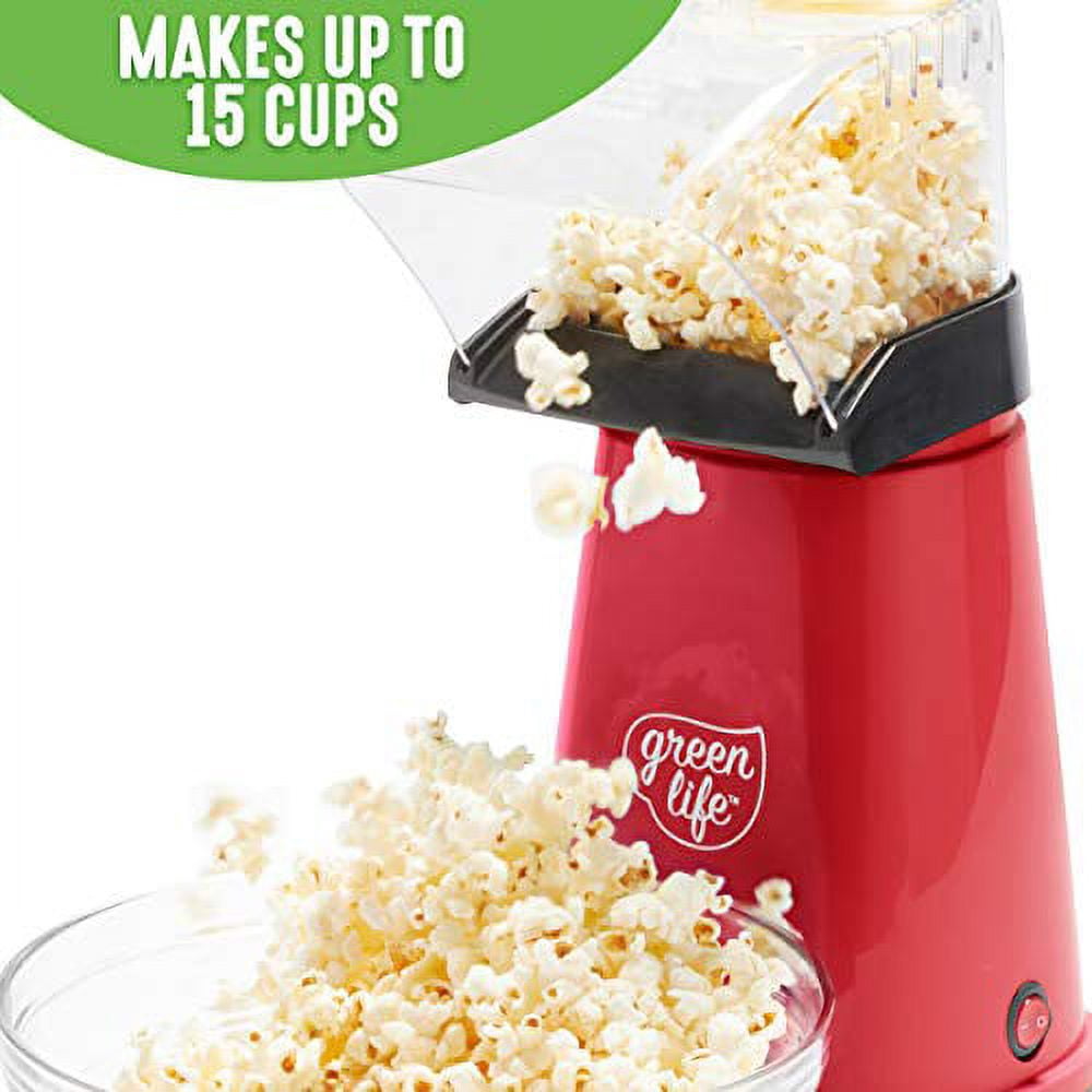 GreenLife Electric Popcorn Maker, Hot Air Popper, Red