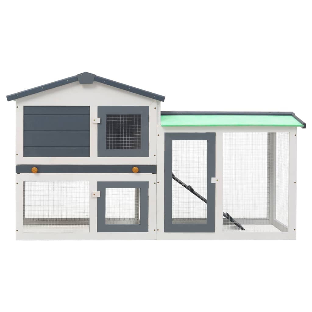 vidaXL Rabbit Hutch Bunny Cage with Pull Out Tray and Ramp Solid Pine Wood