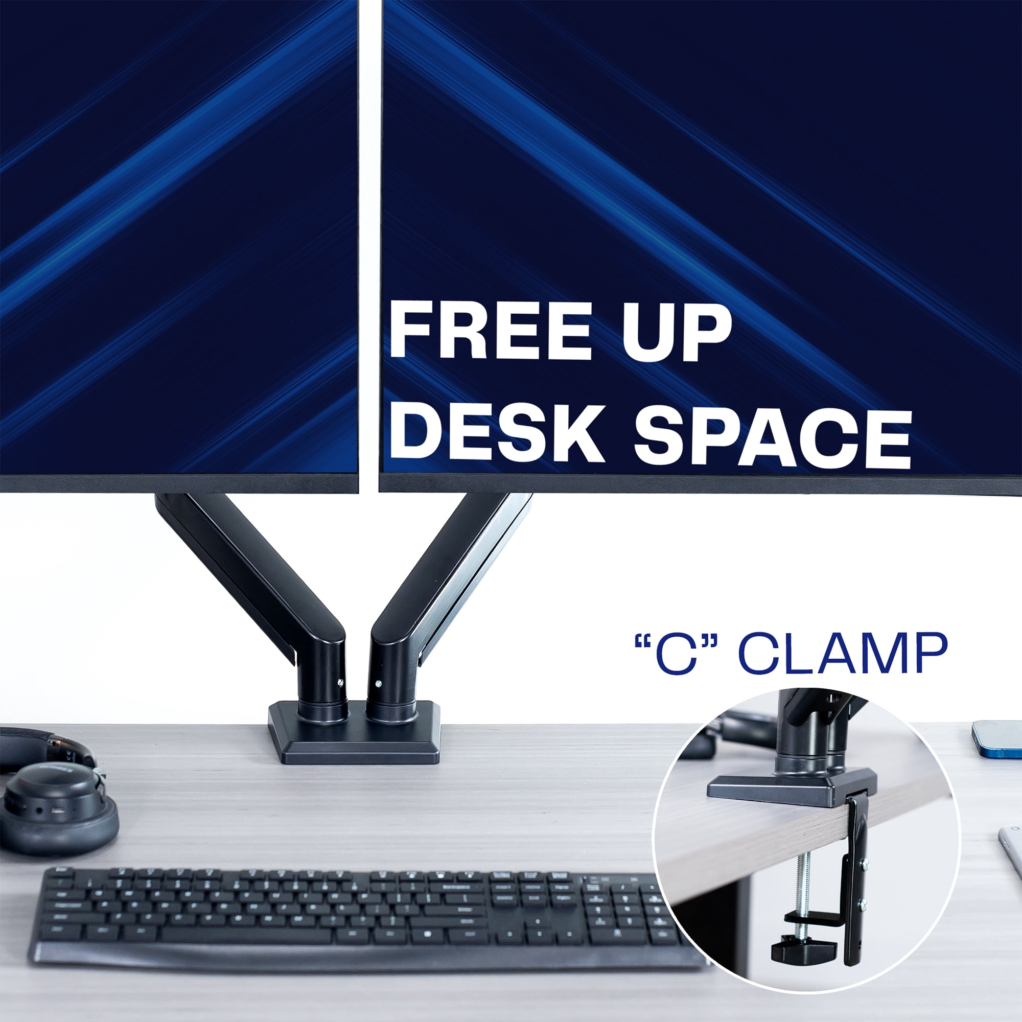 VIVO Black Dual 13" to 30" Computer Monitor Counterbalance Desk Mount Stand