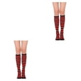 thumbnail image 1 of Minnieouse Calcetines hasta el muslo a rayas Botas de calcetín de estilo simple JK Legwarmers Día de San Valentín para diario Fiesta de Halloween 2piezas franja negra roja Minnieouse CBP334146, 1 of 5