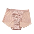 thumbnail image 2 of VONCOS Pink Satin Lace High Waisted Briefs – Tummy Control Womens Panties with Cotton Lining – Plus Size L-4X Full Coverage Lingerie,Size 3XL, 2 of 3