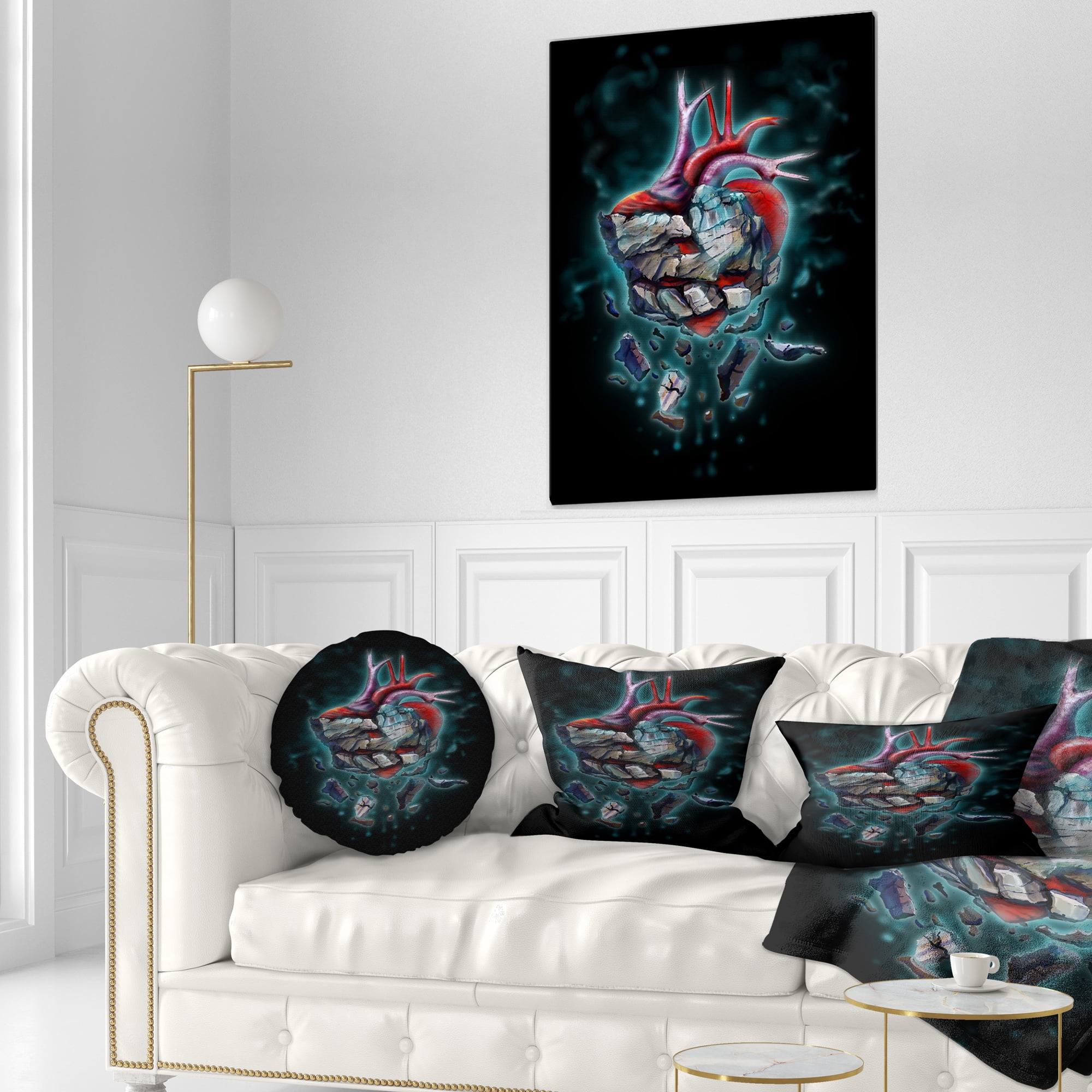 Designart Stone Heart Revival - Abstract Throw Pillow - 12x20