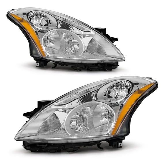 ADCARLIGHTS Compatible with Nissan Altima 2010-2012 4Door Sedan Headlights Assembly Chrome Housing Amber Reflector Replacement Left And Right（Compatible with Halogen Headlights Models Only）
