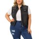 thumbnail image 1 of Women's Plus Size Trucker Vest Zipper Front Sleeveless Denim Vests Black 4X, 1 of 7