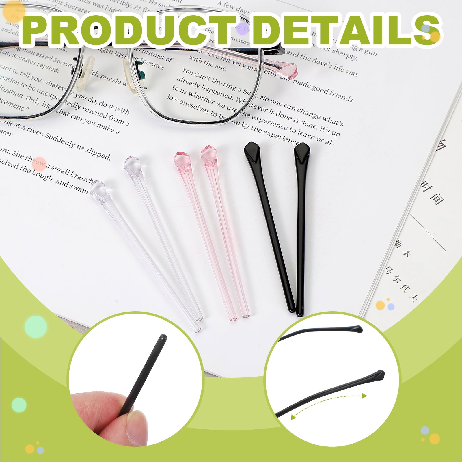 Unique Bargains Replacement Temple Plate Eyeglass End Tips Glasses Retainer Pink
