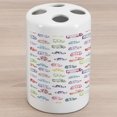 thumbnail image 1 of Cars Ceramic Toothbrush Holder, Various Types of Vehicles Bus Truck Garbage Truck Sports Car Vibrant Colored Design, Decorative Versatile Countertop for Bathroom, 4.5" X 2.7", Multicolor, 1 of 4