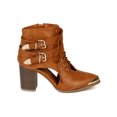 thumbnail image 2 of Bumper BC36 Women Leatherette Almond Toe Strappy Cutout Heel Ankle Bootie, 2 of 5