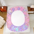 thumbnail image 5 of jejeloiu Pink Mermaid Pattern Twin Sheet Sets,Purple Gold Glitter Print Bedding For Girls 3pcs, 5 of 7