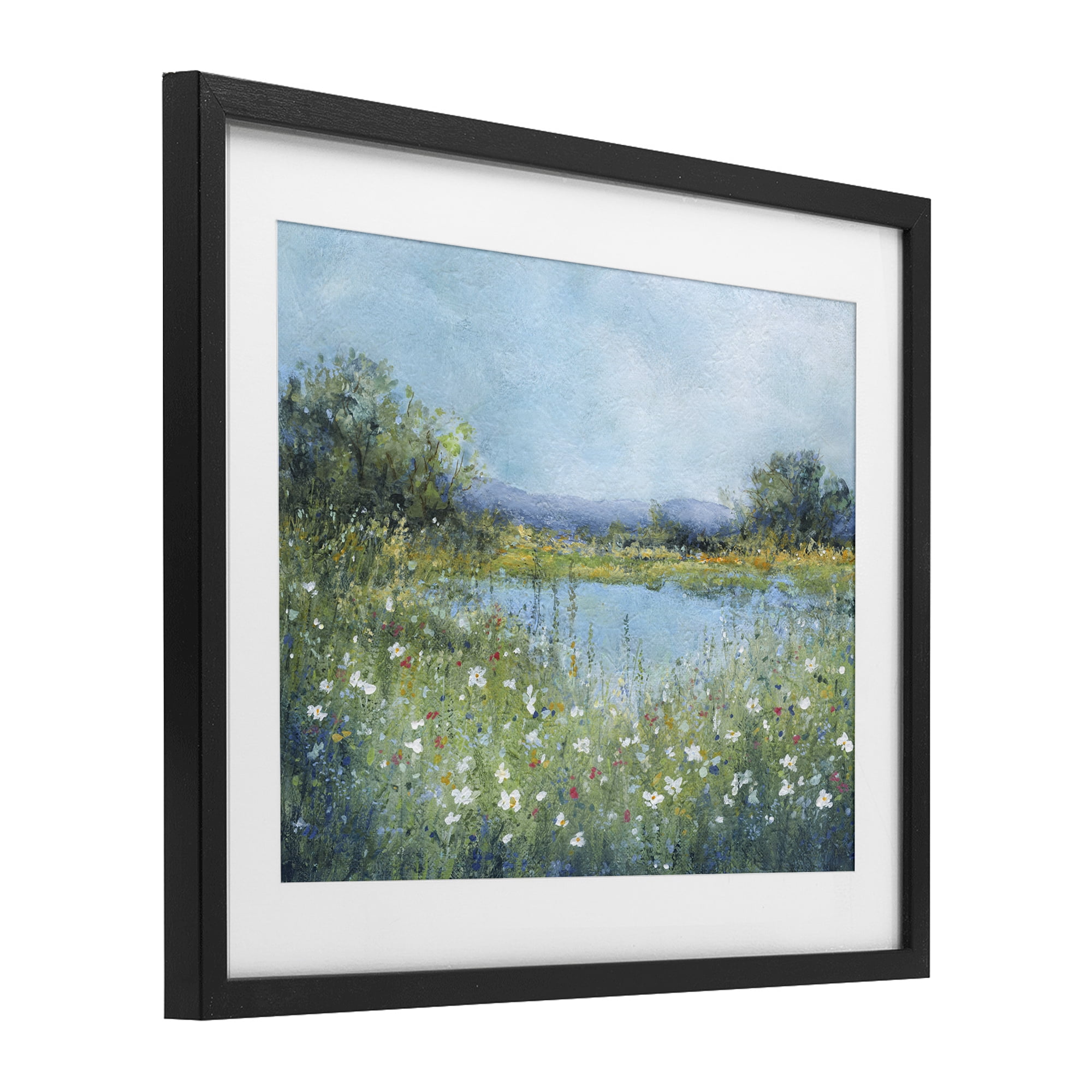 Stupell Industries Impressionist Meadow Surrounding Pond Black Framed Print Under Glass, design by Carol Robinson