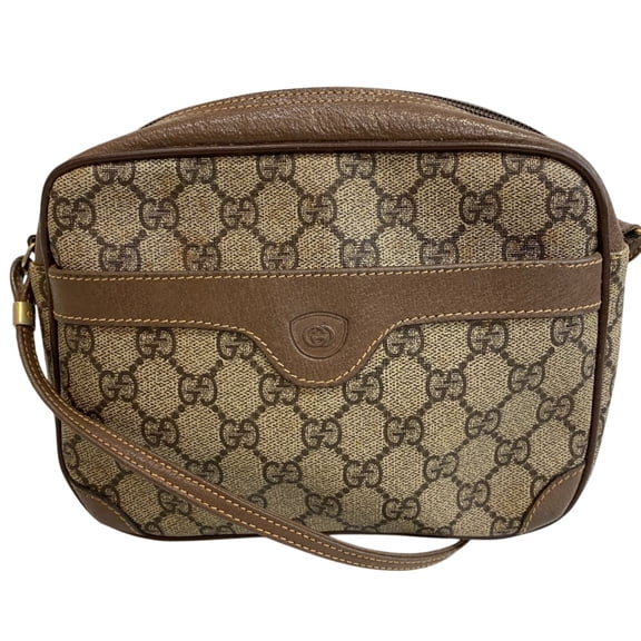 Pre-Owned GUCCI 6423 Old Gucci Pochette GG Pattern Shoulder Bag Brown
