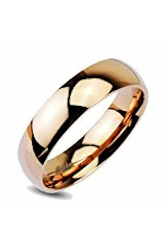 316L Stainless Steel Men's / Women's 4mm Wide Mirror Polished Rose Gold IP Dome Band Ring Size 8