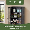 thumbnail image 5 of Uforic 76'' Kitchen Pantry Cabinet with 2 Drawers, Tall Storage Cabinet with Glass Doors & Adjustable Shelves, Dark Rustic Oak, 5 of 9