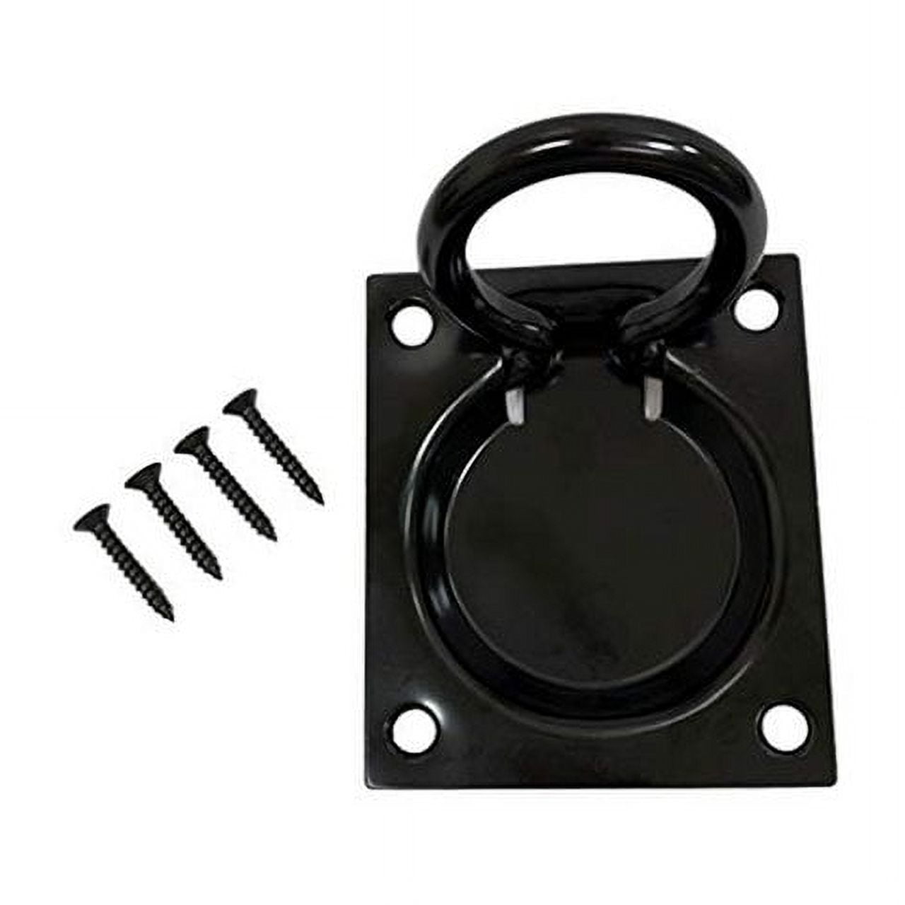 QCAA Heavy Duty Steel Flush Ring Pull, Matte Black, 2 Pack, Made in Taiwan