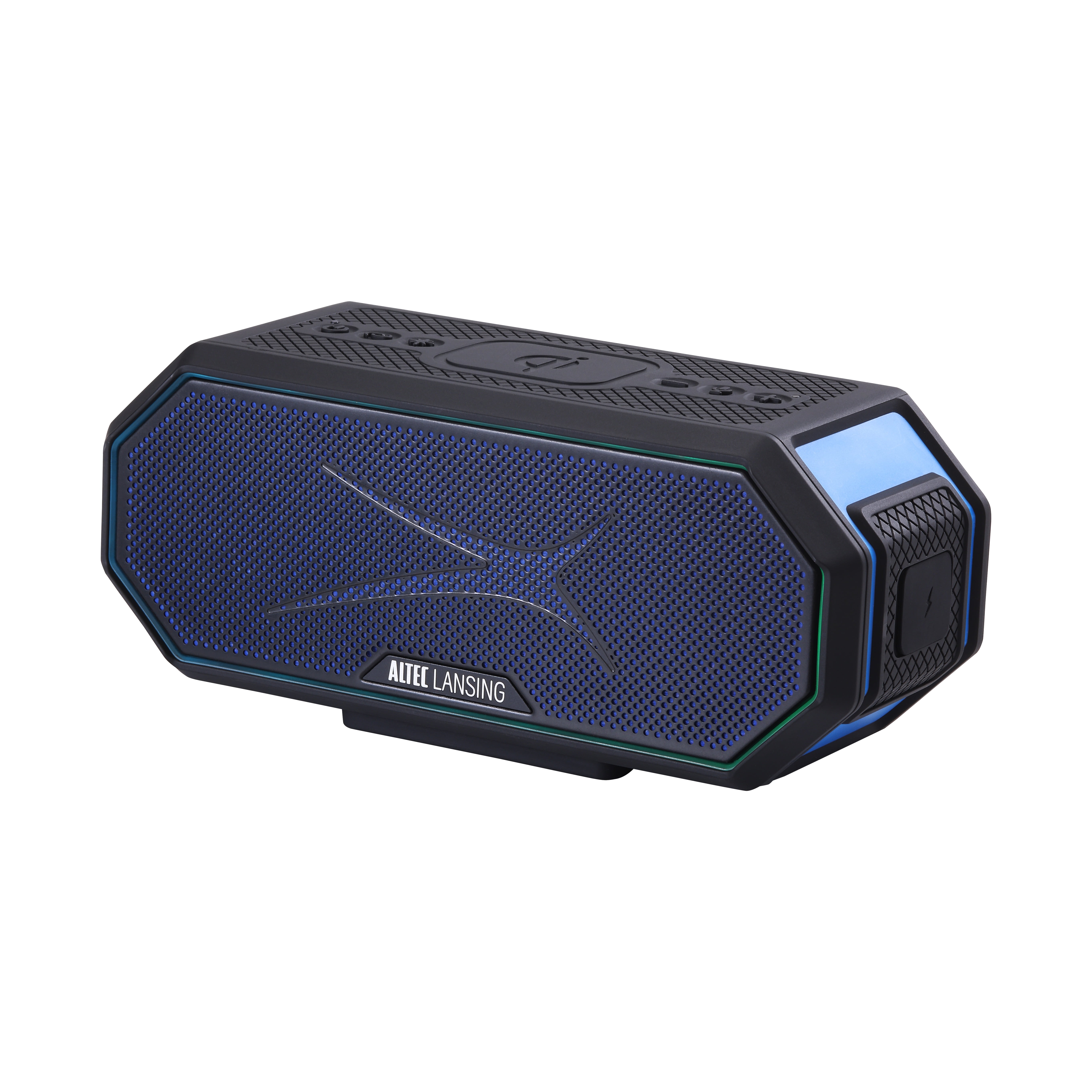 Altec Lansing HydraBlast 2.0 EverythingProof™ Bluetooth Speaker, IP67 Waterproof, 20H Battery, Qi Wireless & USB Charging, LED Lights, Party Sync, 100ft Range