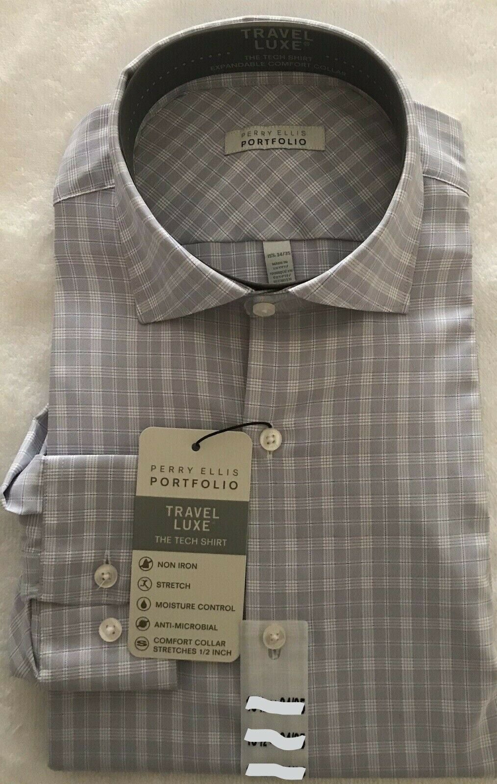 NEW!! Perry Ellis Men's Slim Fit Spread Collar Dress Shirt Light Purple  16X32-33 - Walmart.com