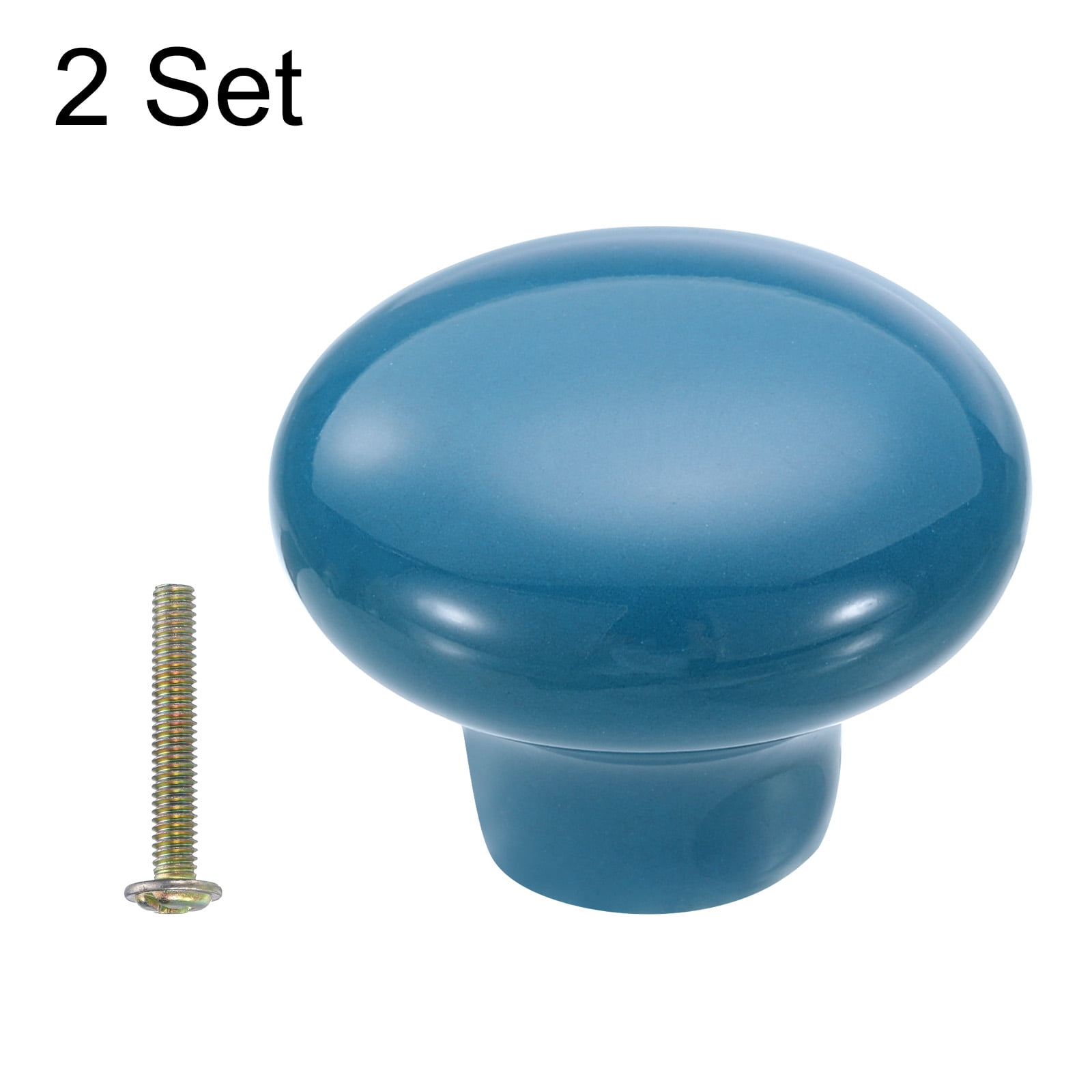 Unique Bargains Stylish Round Ceramic Drawer Knobs for Home Furniture Blue