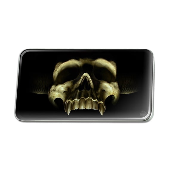 Shadow Skull Monster Horns Fantasy Metal Rectangle Lapel Hat Pin Tie Tack Pinback