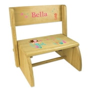 Personalized Brunette Mermaid Natural Flip Stool