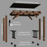 Backyard Discovery Saxony 8x5 Cedar Wood Grill Gazebo, Galvanized Steel Roof, Bar Tops