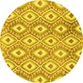 thumbnail image 1 of Ahgly Company Machine Washable Indoor Round Abstract Yellow Modern Area Rugs, 7' Round, 1 of 4