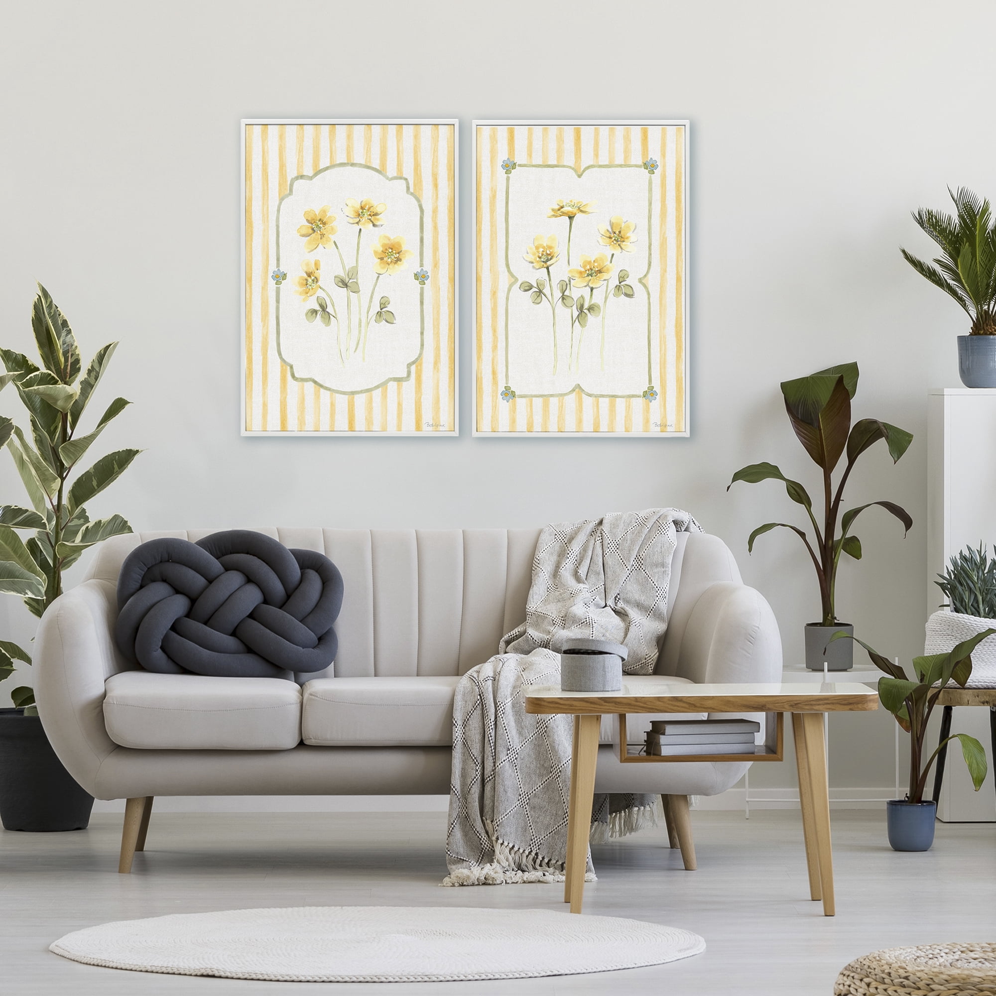 Stupell Industries Sweet Honey Blooms 2 Piece White Framed Giclee Art Set, design by Beth Grove
