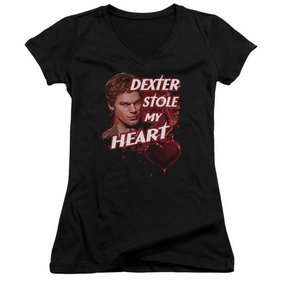 Dexter Bloody Heart Junior Women's V-Neck T-Shirt Black