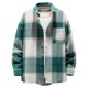 thumbnail image 3 of Camisas De Vestir Para Hombre 5xl Nueva camisa a cuadros para hombre de manga larga suelta para adolescentes (Green, XL), 3 of 4