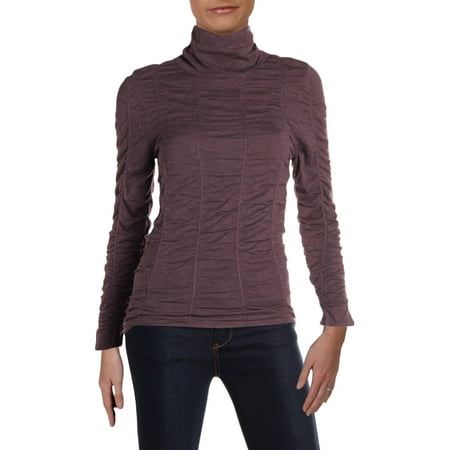 Nic + Zoe Womens Scrunched Up Silk Blend Long Sleeves Turtleneck Top