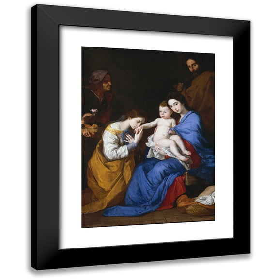 Jusepe de Ribera 11x14 Black Modern Framed Museum Art Print Titled - The Holy Family with Saints Anne and Catherine of Alexandria (1648)