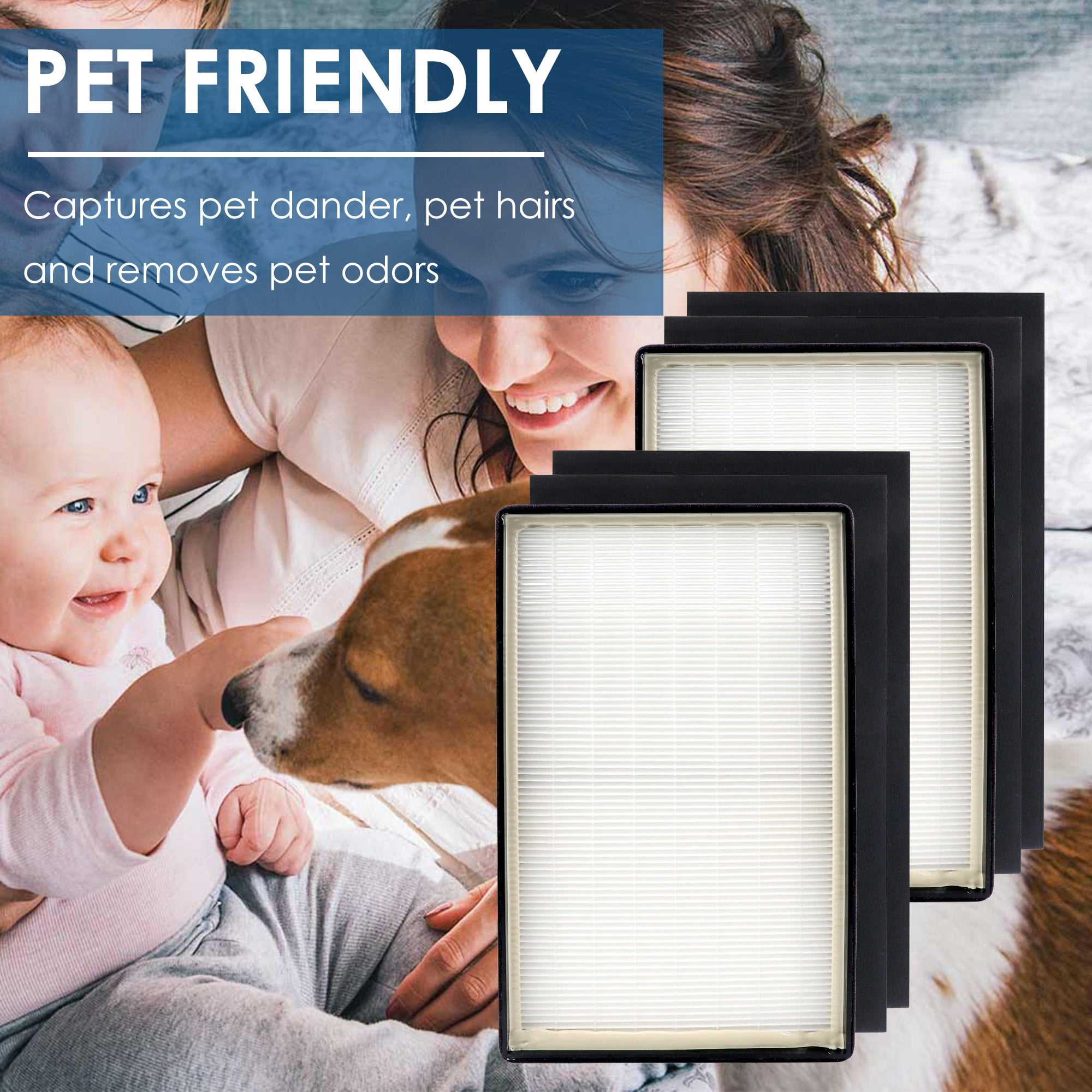2-Pack PrimaPure H13 True HEPA Filter Replacement for Filtrete Room Air Purifier 1150101, FAP-C02-A2, FAP-C03-A2, FAP-T03-A2, FAP-SC02L, 2 HEPA Filters + 4 Carbon Filters