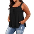thumbnail image 5 of FAIWAD Plus Size Clothes for Women Summer Casual Scoop Neck Pleated Front Cami Shirts Sleeveless Ruffle Camisole, 5 of 9