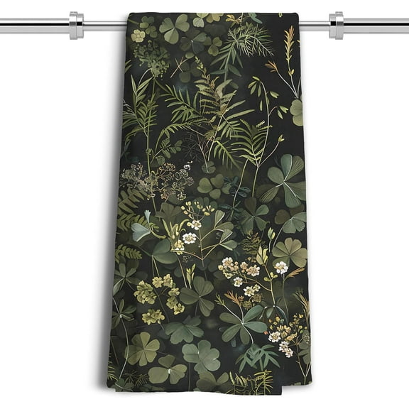 2PCS Vintage Botanical Kitchen Towels, Olive Green Hand Towels for Bathroom, Dark Green Fern Leaf Flower Dish Towels Tea Towels for Kitchen, Green Bathroom Kitchen Decor, 16x24 Inch