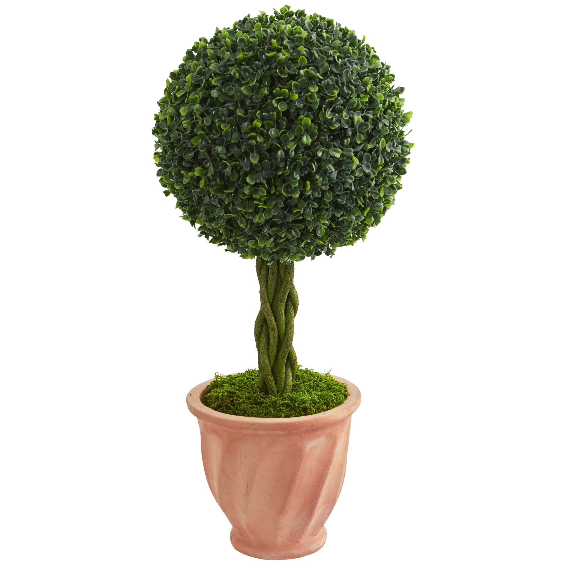 Nearly Natural 2 ft. Boxwood Ball Topiary Artificial Tree in Terracotta Planter UV Resistant