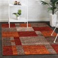 thumbnail image 1 of Unique Loom Autumn Collection Modern Contemporary Casual Abstract Area Rug (Multi/ Dark Brown Checkered, 4 ft 0 x 4 ft 0 Square), 1 of 2