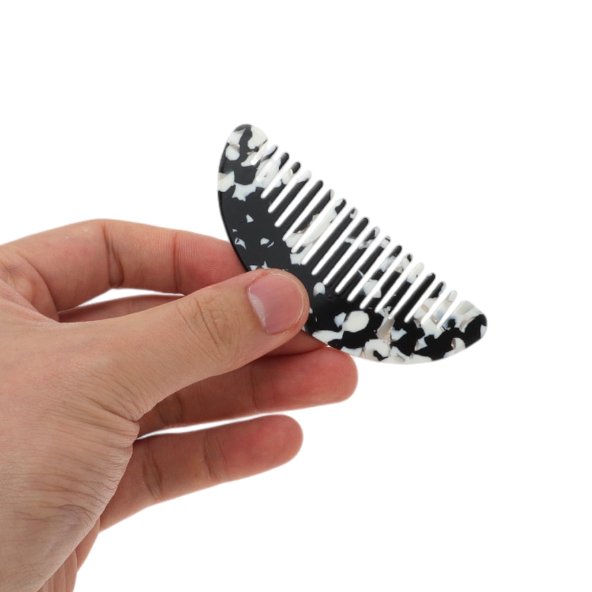 Unique Bargains 1 Pc Geometric Semicircle Wide Tooth Comb for All Hair Types Black, White