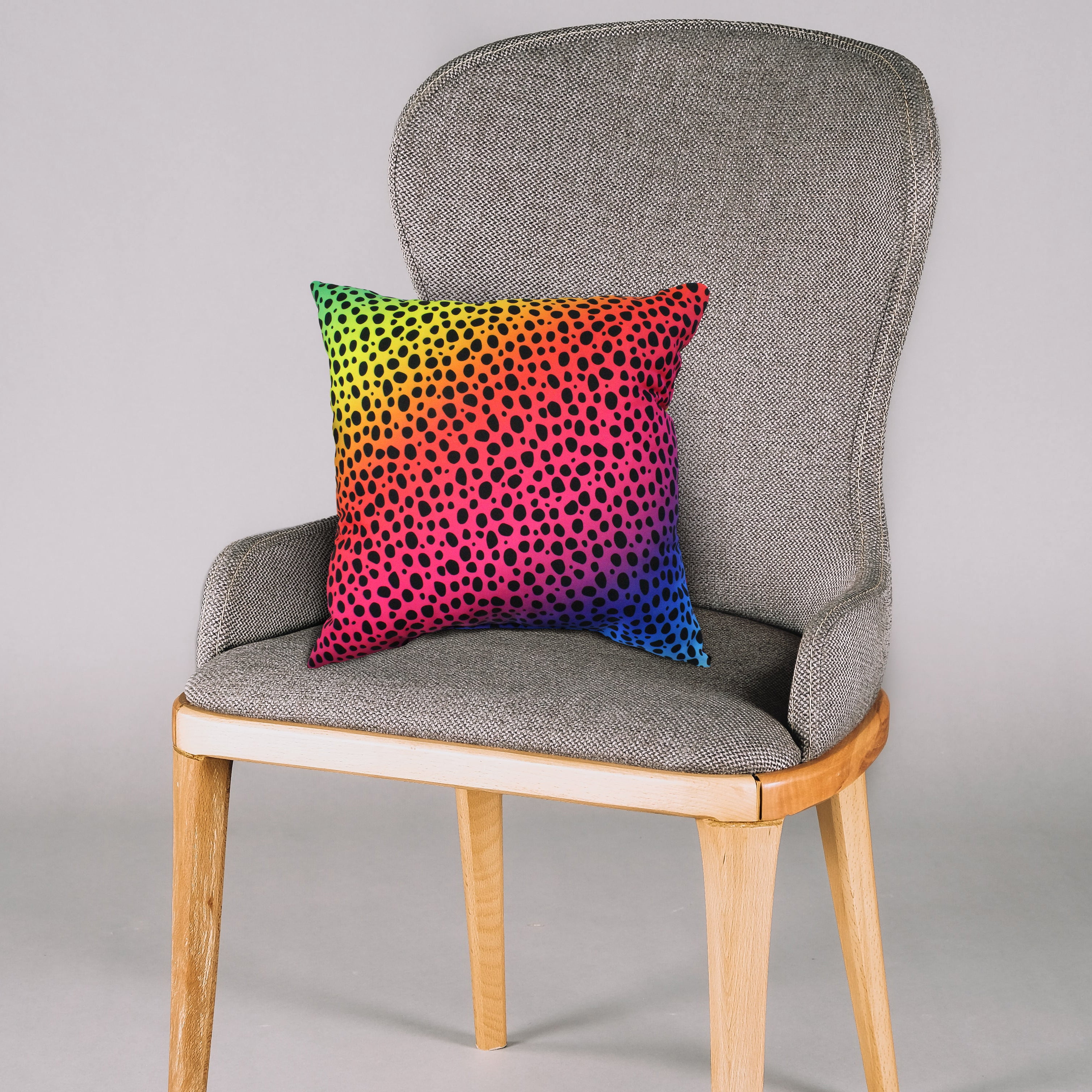 Everything Comfy Cheetah Print Decorative Throw Pillow, 16x16 Inch, Rainbow Gradient,