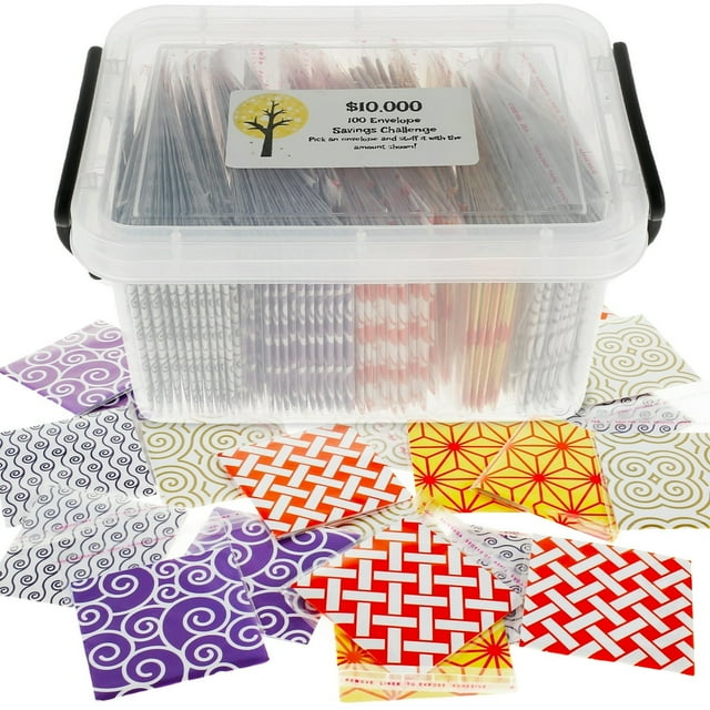 100Pcs Envelope Challenge Box 5 Styles Reusable Money Saving Challenge Kit Envelope Challenge Kit Savings Challenges Budget Box for Budgeting Planner Saving Dazzling Colors